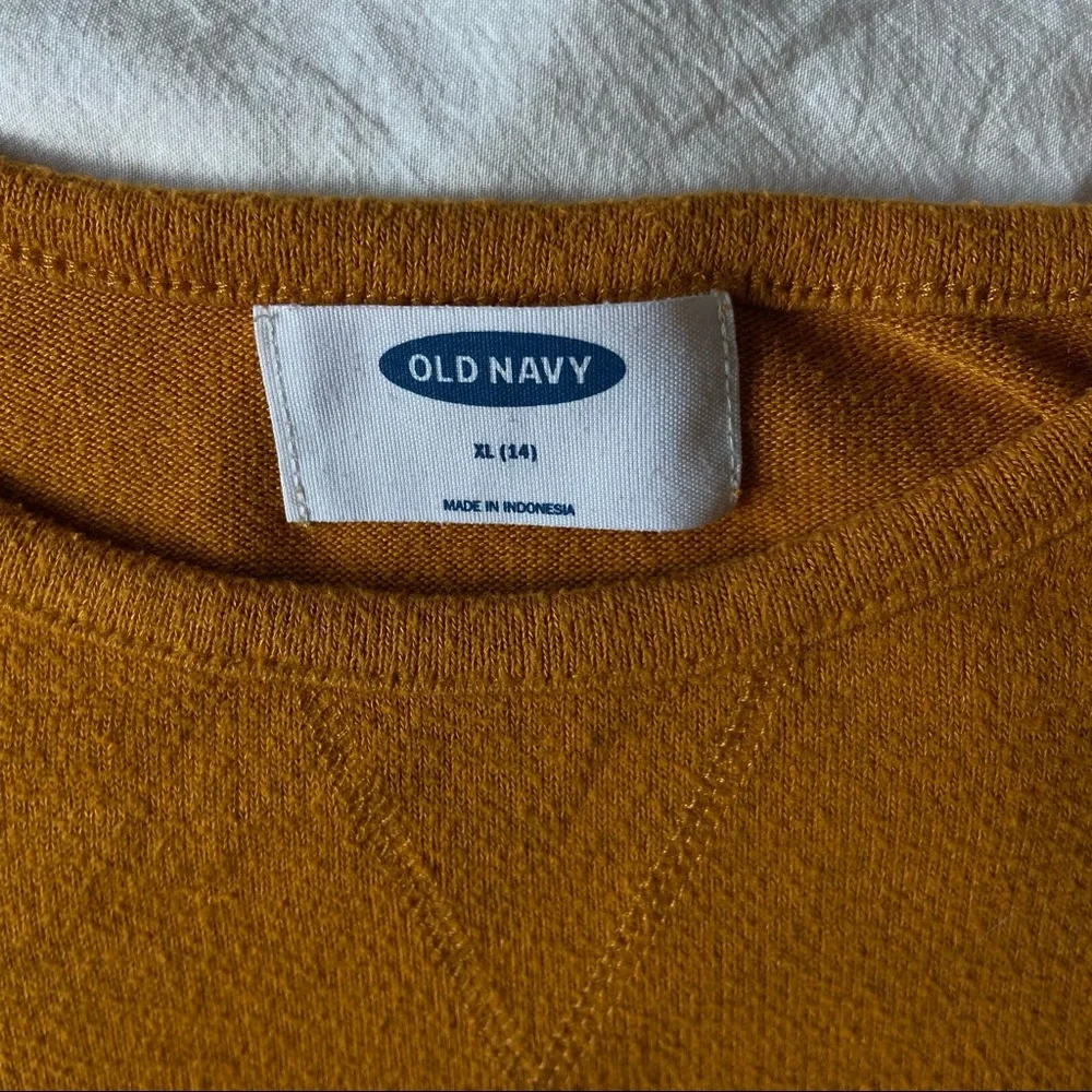Girls Old navy XL(14) long sleeve faux front tie with pink flag/ mustard/gold